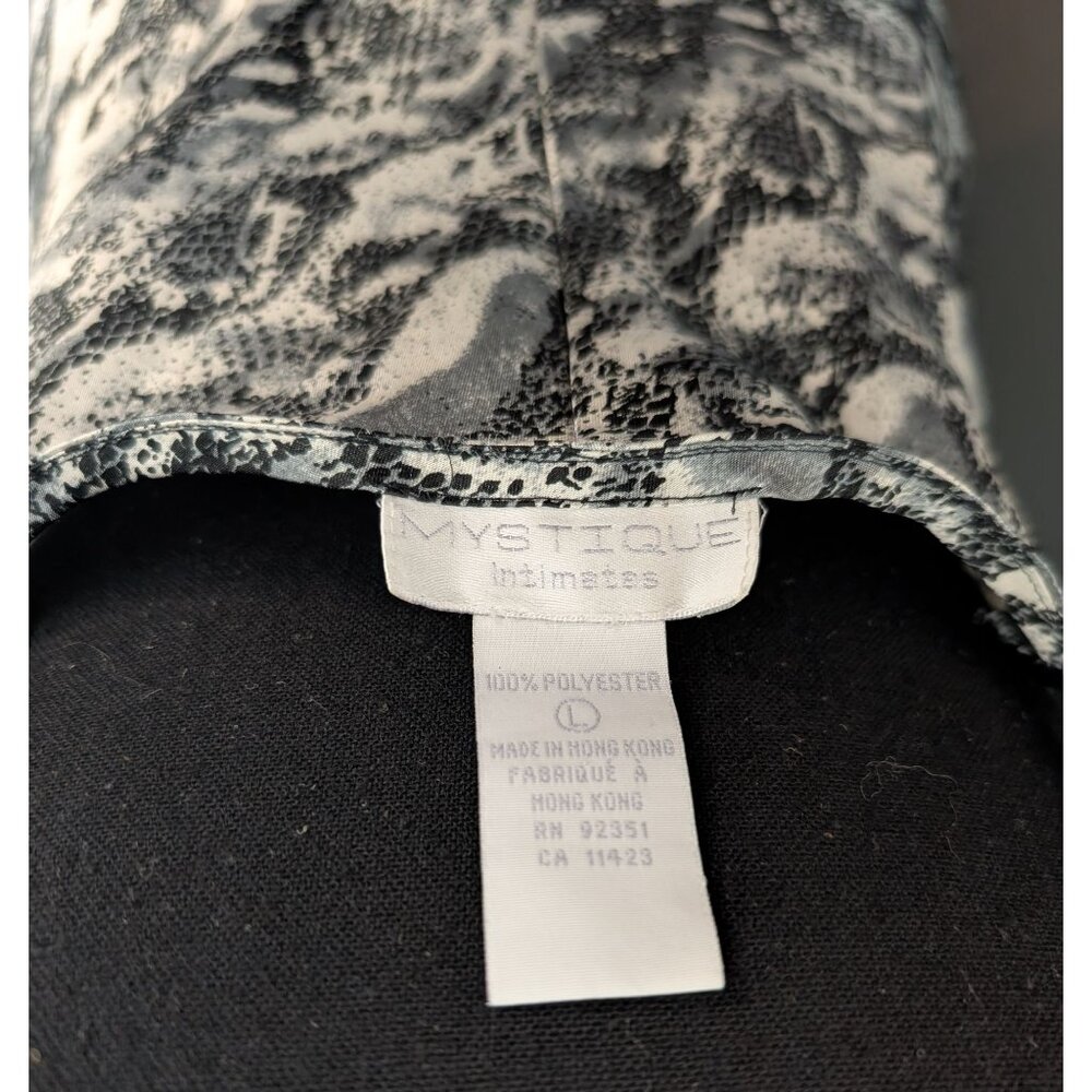 Vintage 90's Mystique Intimates Black & White Snake Print Slip Dress - Size L - Picture 4 of 8